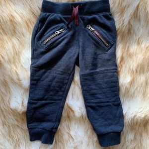 Navy cotton elastic waistband moto style joggers